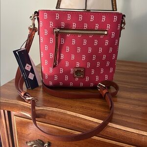 NWT Dooney & Bourke Boston Red Sox Small Zip Crossbody MLB Baseball Orig $228